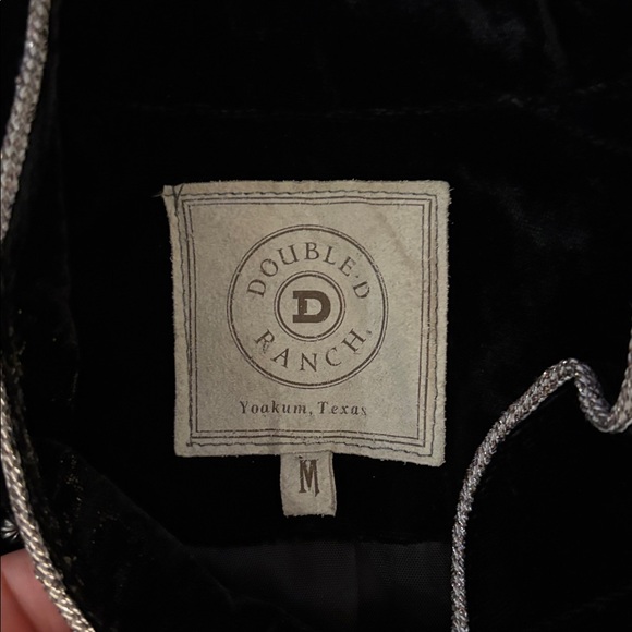 Double D Ranch Black Velvet Turquoise/Silver Encrusted Jacket SZ M EUC - Picture 4 of 5